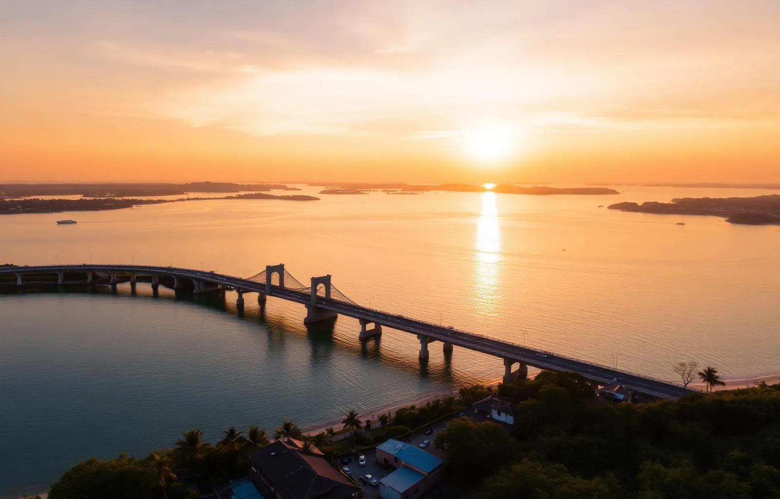 Global destination at sunset